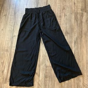 Black Wide Leg Lounge Pants Abercrombie & Fitch Linen Lightweight Drawstring XS